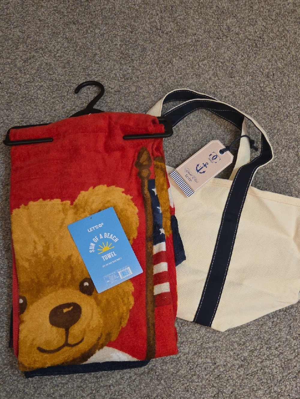 NWT Mini Tote And Teddy Bear Beach Towel Set 2 Piece Set